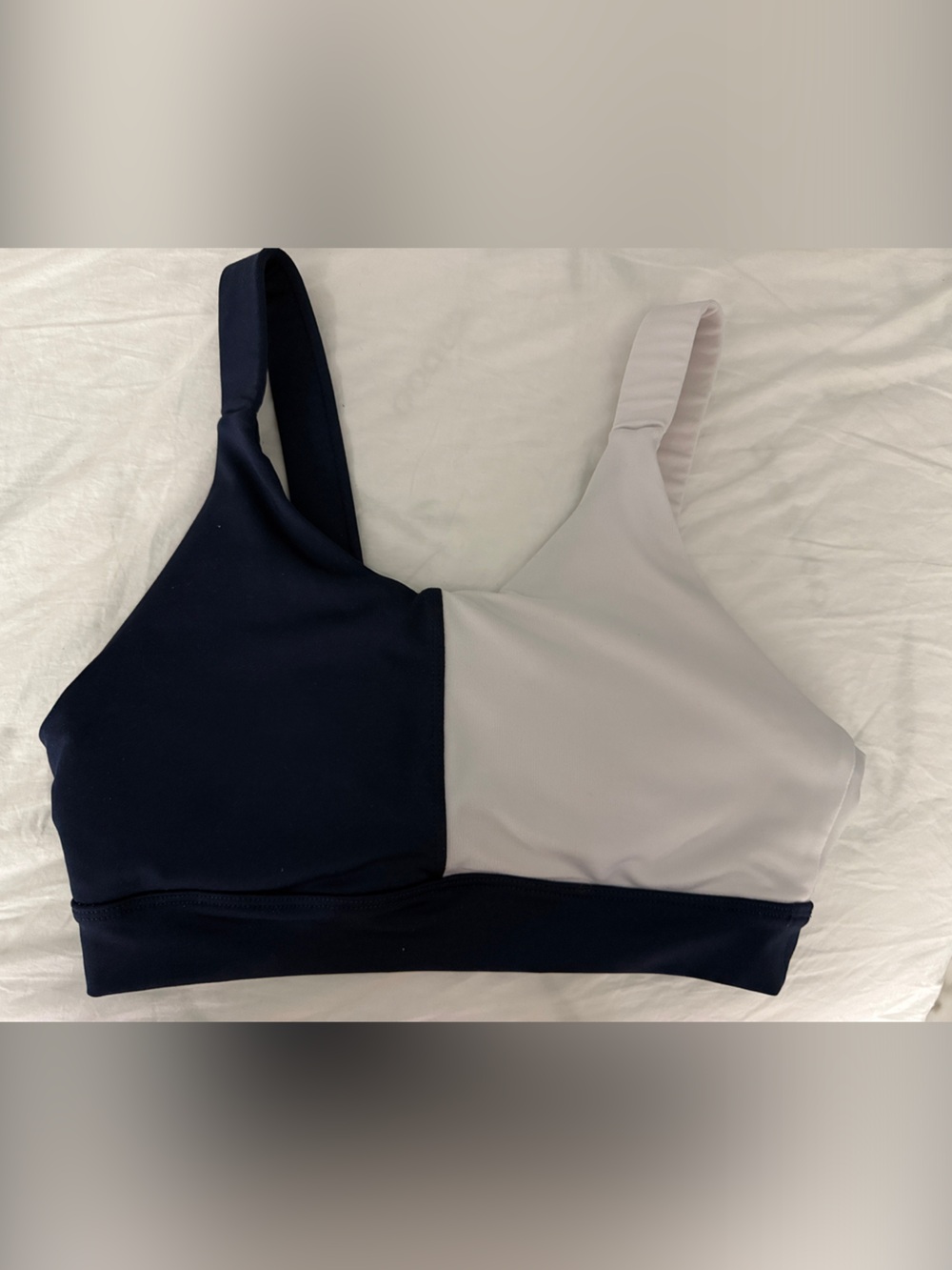 Habitual Two-Tone Navy and white athletic bra top